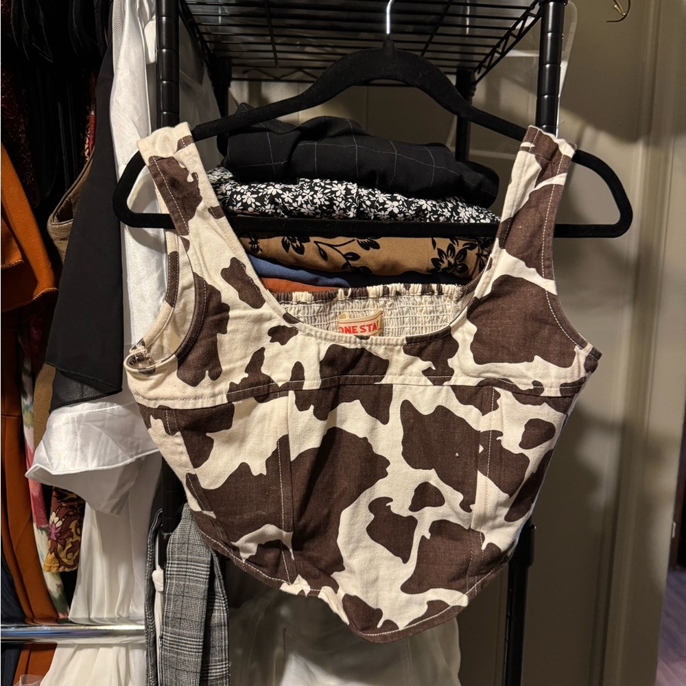 Brown & Cream Cow Print Top